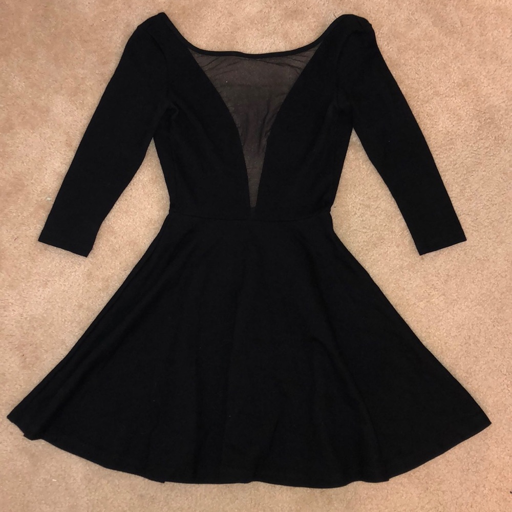 Low cut mesh black dress